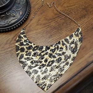 Leopard print chain mail necklace